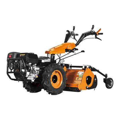 Benzin Einachsschlepper 420 cm³ 2-Takt Motor Einzylinder Pflug und Rotationsfräse 166 x 151 x 135 cm